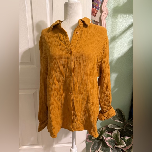 Nordstrom Tops - Women’s Mustard Button-Up 100% Cotton Shirt